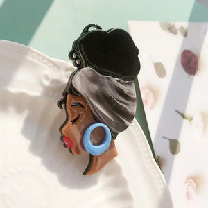 Lady Figure Acrylic Brooch Pins for Women Girls - Party Dress Jewelry