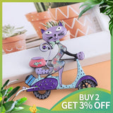 Hot Cat Women Brooches Enamel Cartoon Motorcycle Brooch Pin