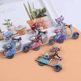 Hot Cat Women Brooches Enamel Cartoon Motorcycle Brooch Pin