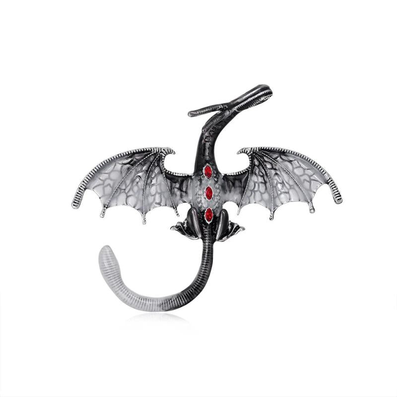 Enamel Fly Dragon Brooch Winter Gemstone Pin