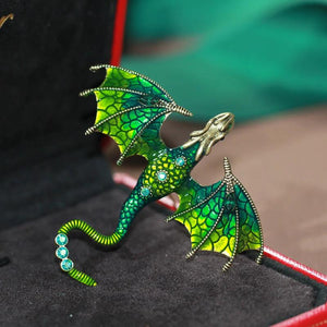 Enamel Fly Dragon Brooch Winter Gemstone Pin