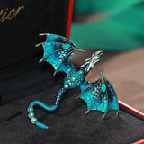 Enamel Fly Dragon Brooch Winter Gemstone Pin