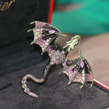 Enamel Fly Dragon Brooch Winter Gemstone Pin