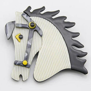 Acrylic Horse Animal Brooches Pins for Women Men Creative Jewelry