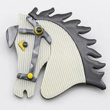 Acrylic Horse Animal Brooches Pins for Women Men Creative Jewelry