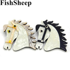 Acrylic Horse Animal Brooches Pins for Women Men Creative Jewelry