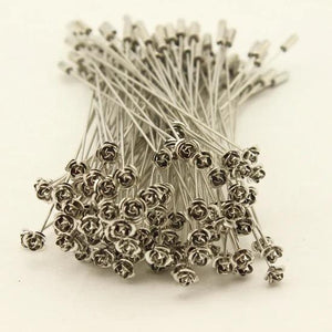 10pcs Rhodium Flower Head Brooch Pins DIY Jewelry F1776