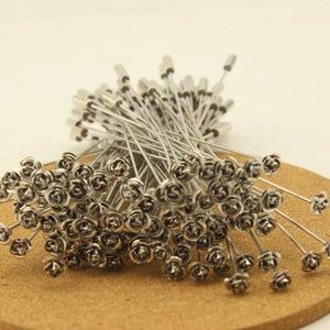 10pcs Rhodium Flower Head Brooch Pins DIY Jewelry F1776