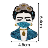 Acrylic Glitter Mask Lady Lapel Pins Brooches for Women