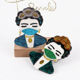 Acrylic Glitter Mask Lady Lapel Pins Brooches for Women