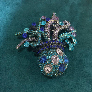 Vintage Crystal Octopus Brooch Rhinestone Sea Animal Pin