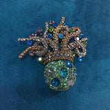 Vintage Crystal Octopus Brooch Rhinestone Sea Animal Pin
