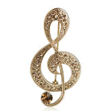 Vintage Music Note Rhinestone Brooch Lady Pin Gift