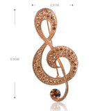 Vintage Music Note Rhinestone Brooch Lady Pin Gift