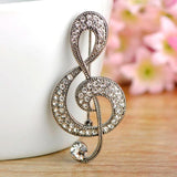 Vintage Music Note Rhinestone Brooch Lady Pin Gift
