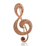 Vintage Music Note Rhinestone Brooch Lady Pin Gift