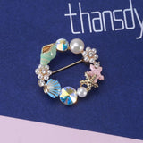 Starfish Conch Pearl Brooch Seaside Beach Pin Jewelry