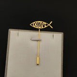Christian Jesus Fish Vintage Brooch Religious Lapel Pin Stainless Steel Jewelry
