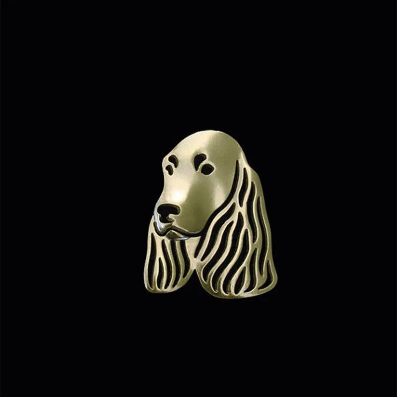 Field Spaniel Dog Brooch Silver Plated Men's Jewelry Hand of King