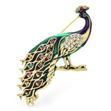 Vintage Peacock Brooch Enamel Big Bird Pin