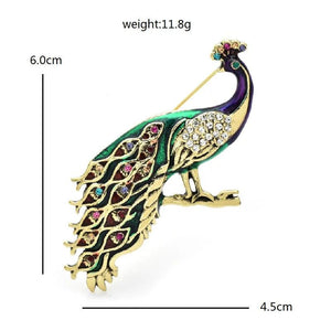 Vintage Peacock Brooch Enamel Big Bird Pin