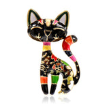 Colorful Cat Shape Enamal Animal Brooch for Women Kids