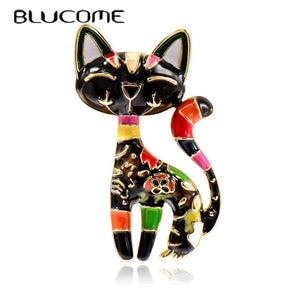 Colorful Cat Shape Enamal Animal Brooch for Women Kids