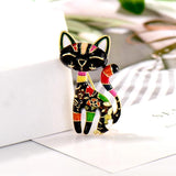 Colorful Cat Shape Enamal Animal Brooch for Women Kids