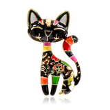 Colorful Cat Shape Enamal Animal Brooch for Women Kids