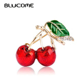 Red Enamel Brooches For Women Kids Cherry Brooch Corsage Small Bouquet