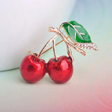 Red Enamel Brooches For Women Kids Cherry Brooch Corsage Small Bouquet