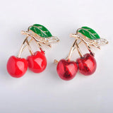 Red Enamel Brooches For Women Kids Cherry Brooch Corsage Small Bouquet