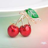 Red Enamel Brooches For Women Kids Cherry Brooch Corsage Small Bouquet