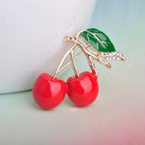 Red Enamel Brooches For Women Kids Cherry Brooch Corsage Small Bouquet