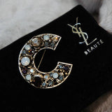 Vintage Baroque Letter Brooch for Women