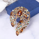 Vintage Rhinestone Flower Brooch for Women Coat Suit Pin