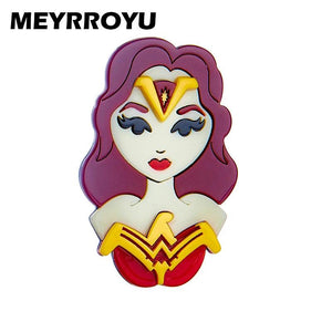 Vintage Style Acrylic Fairy Tale Woman Brooch