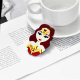 Vintage Style Acrylic Fairy Tale Woman Brooch