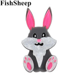 Pink Rabbit Acrylic Brooches Cartoon Animal Bunny Brooch Pins