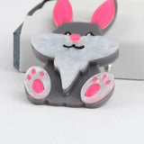 Pink Rabbit Acrylic Brooches Cartoon Animal Bunny Brooch Pins