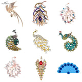 Crystal Peacock Animal Brooches for Women Enamel Big Bird Party Pin