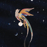 Crystal Peacock Animal Brooches for Women Enamel Big Bird Party Pin