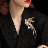 Crystal Peacock Animal Brooches for Women Enamel Big Bird Party Pin