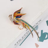 Crystal Peacock Animal Brooches for Women Enamel Big Bird Party Pin
