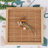 Crystal Peacock Animal Brooches for Women Enamel Big Bird Party Pin