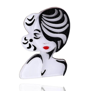 Moden Lady Acrylic Brooch Pins Figure Resin Cartoon Lapel Pins