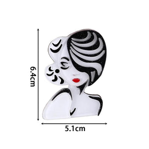 Moden Lady Acrylic Brooch Pins Figure Resin Cartoon Lapel Pins