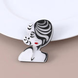Moden Lady Acrylic Brooch Pins Figure Resin Cartoon Lapel Pins