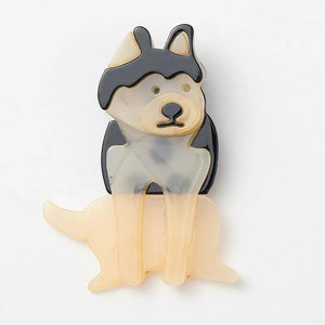 Husky Dog Shape Brooches Acrylic Jewelry Animal Brooch Pins Scarf Accessories
