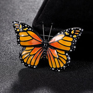 Pink Orange Enamel Butterfly Brooches Jewelry for Women
